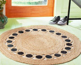 Beige Blue Jute Braided Round Rugfor Living Room – Artisan Style One handmade by LoomifyHome