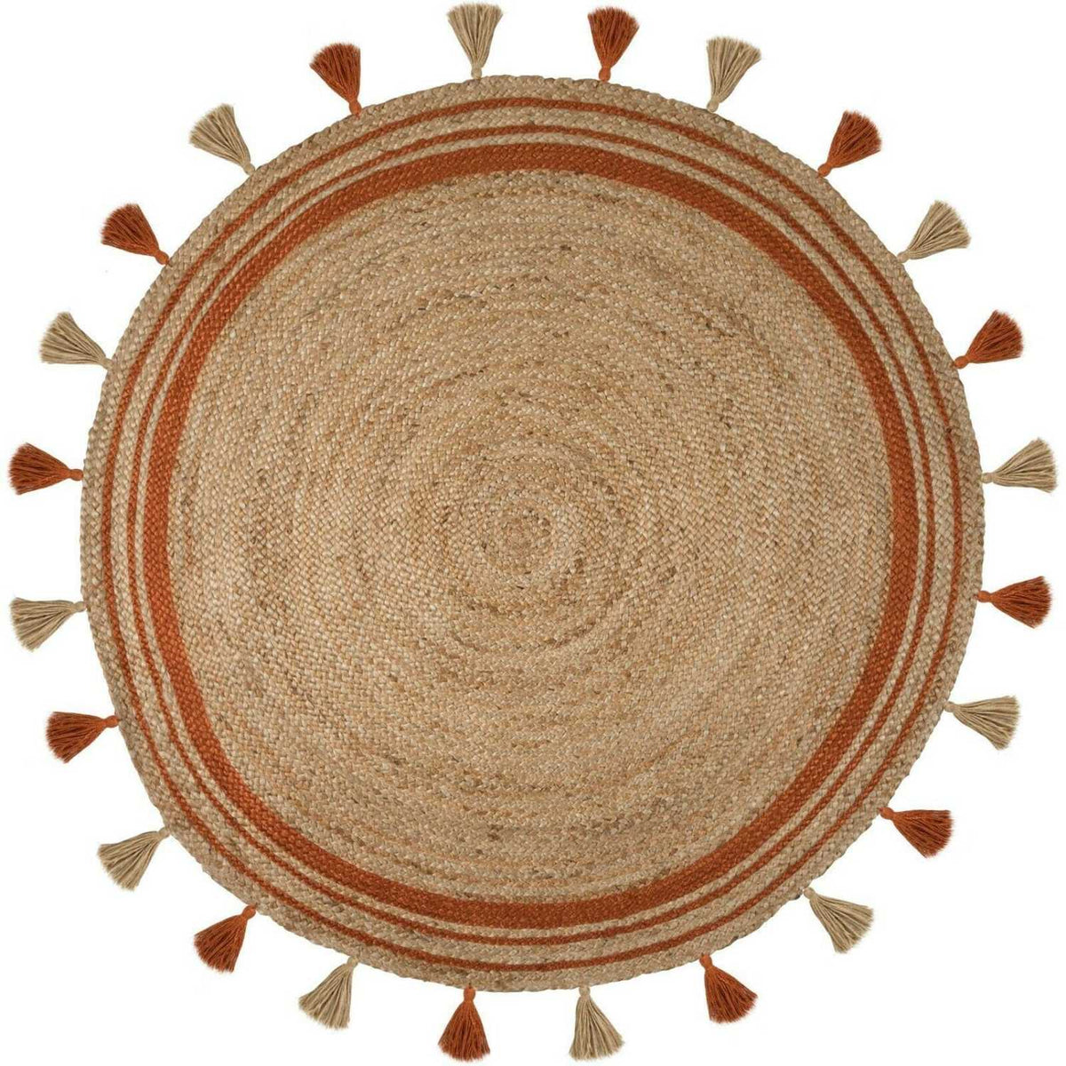 Beige Blue Jute Braided Round Rugfor Living Room – Carpets handmade by LoomifyHome