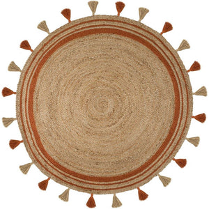 Beige Blue Jute Braided Round Rugfor Living Room – Carpets handmade by LoomifyHome
