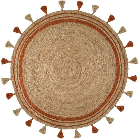 Beige Blue Jute Braided Round Rugfor Living Room – Carpets handmade by LoomifyHome