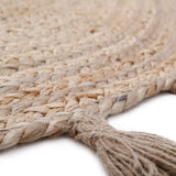 Beige Blue Jute Braided Round Rugfor Living Room – Handlooom handmade by LoomifyHome