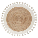 Beige Blue Jute Braided Round Rugfor Living Room – Floor handmade by LoomifyHome