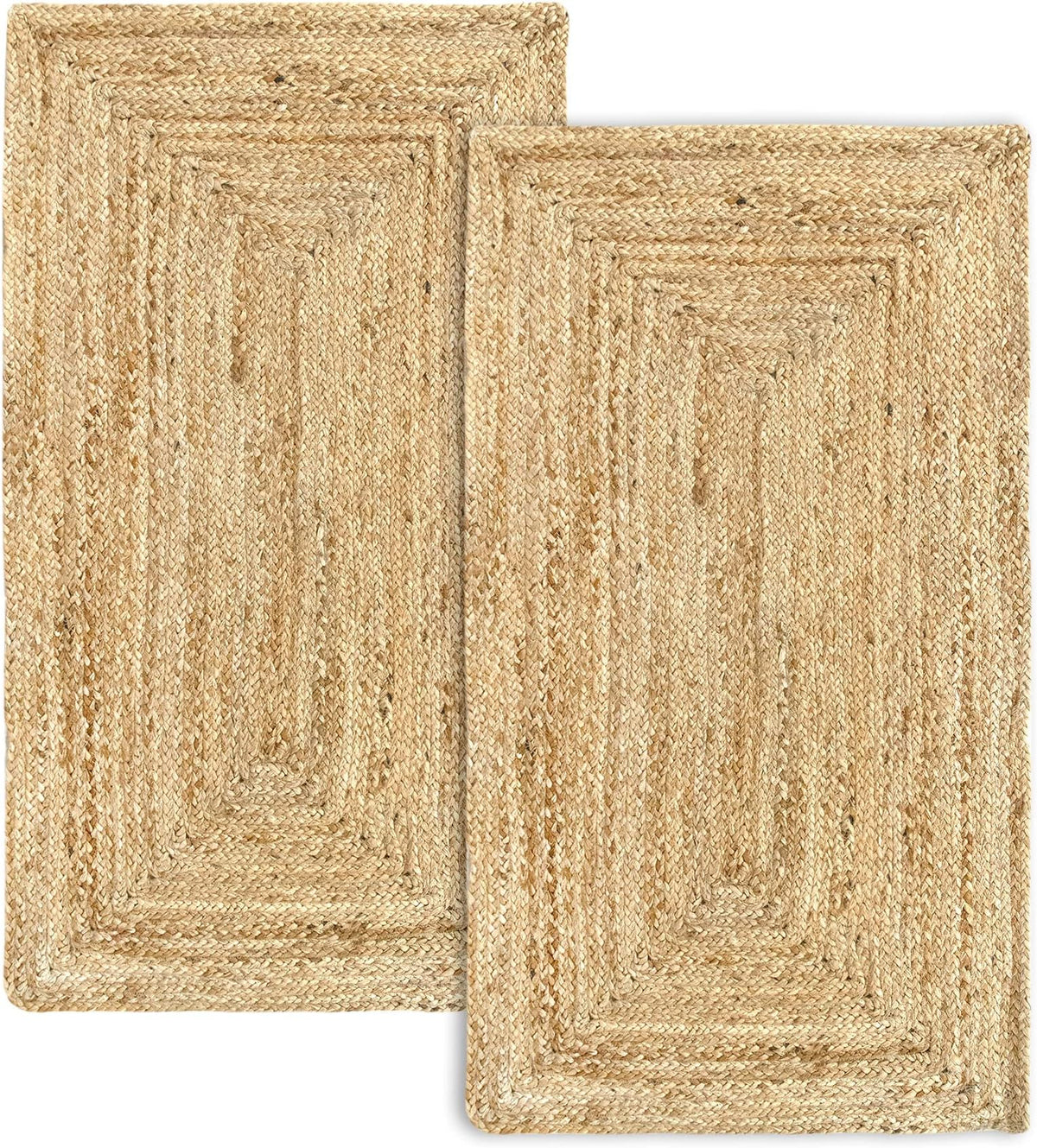White Beige Jute Braided Runner Rugfor Living Room – 84 x 132 handmade by LoomifyHome