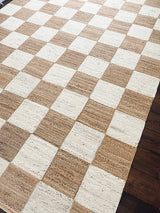 Beige Jute Braided Stair Runnerfor Living Room – Geometric handmade by LoomifyHome