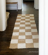 Beige Jute Braided Stair Runnerfor Living Room – Geometric handmade by LoomifyHome