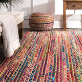 Beige Blue Jute Braided Oval Rugfor Living Room – 36 x 48 handmade by LoomifyHome