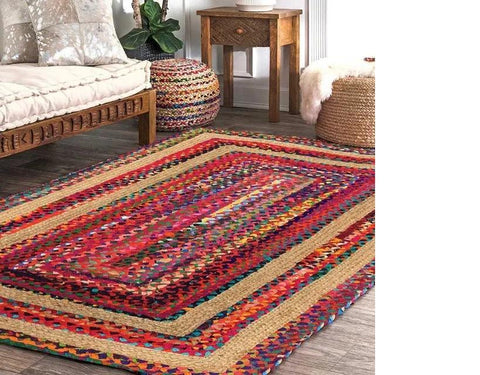 Beige Blue Jute Braided Doormatfor Living Room – Farmhouse handmade by LoomifyHome
