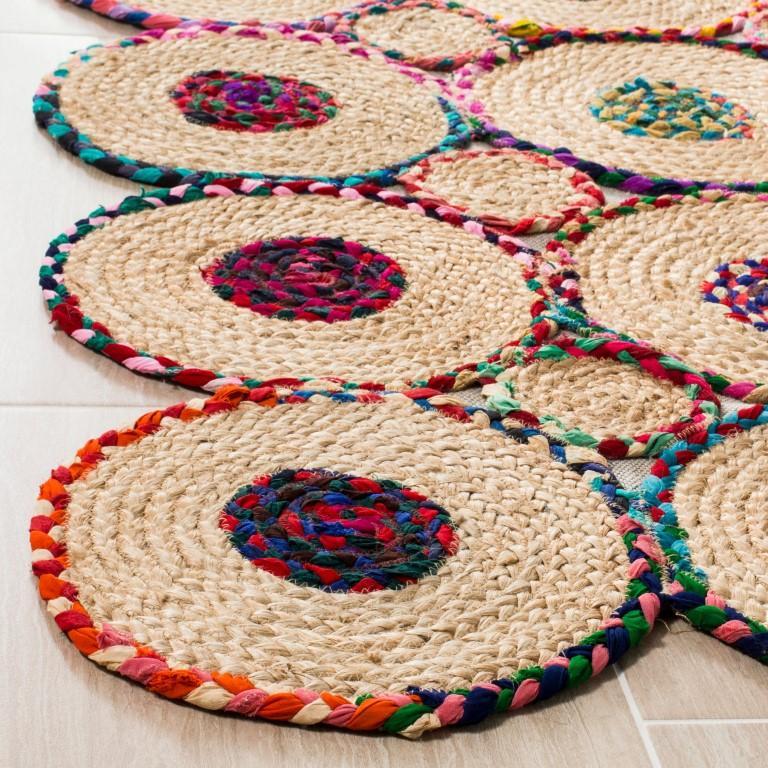 Beige Blue Jute Braided Runner Rugfor Living Room – Fiber handmade by LoomifyHome
