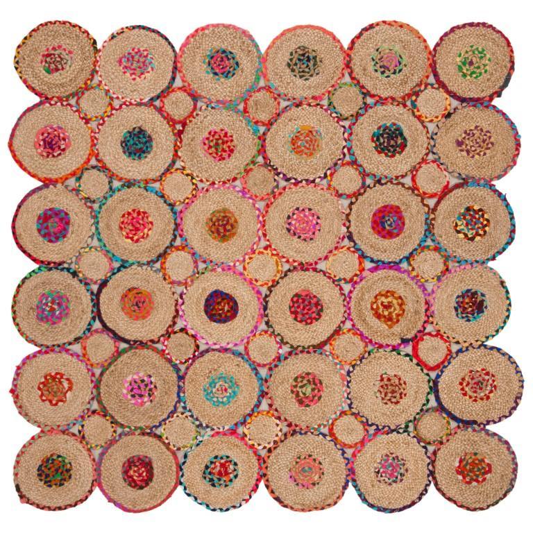Beige Blue Jute Braided Runner Rugfor Living Room – Fiber handmade by LoomifyHome