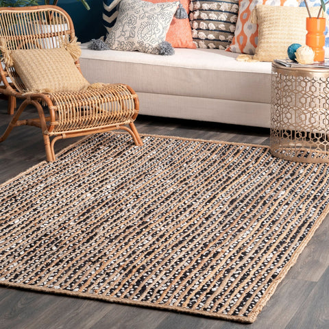 White Beige Jute Braided Runner Rugfor Living Room – 7 x 10 handmade by LoomifyHome