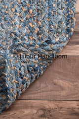 Beige Blue Jute Braided Runner Rugfor Living Room – Meditation handmade by LoomifyHome