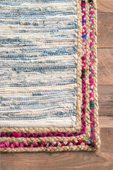 Beige Blue Jute Braided Oval Rugfor Living Room – Bedroom Ready handmade by LoomifyHome