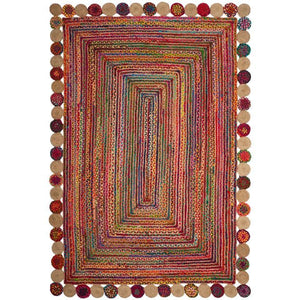 Beige Blue Jute Braided Area Rugfor Living Room – 6 x 8 handmade by LoomifyHome