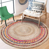 Beige Blue Jute Braided Round Rugfor Living Room – Carnivale handmade by LoomifyHome