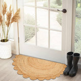 White Beige Jute Braided Half Moon Doormatfor Living Room – Artisan Style 8 handmade by LoomifyHome