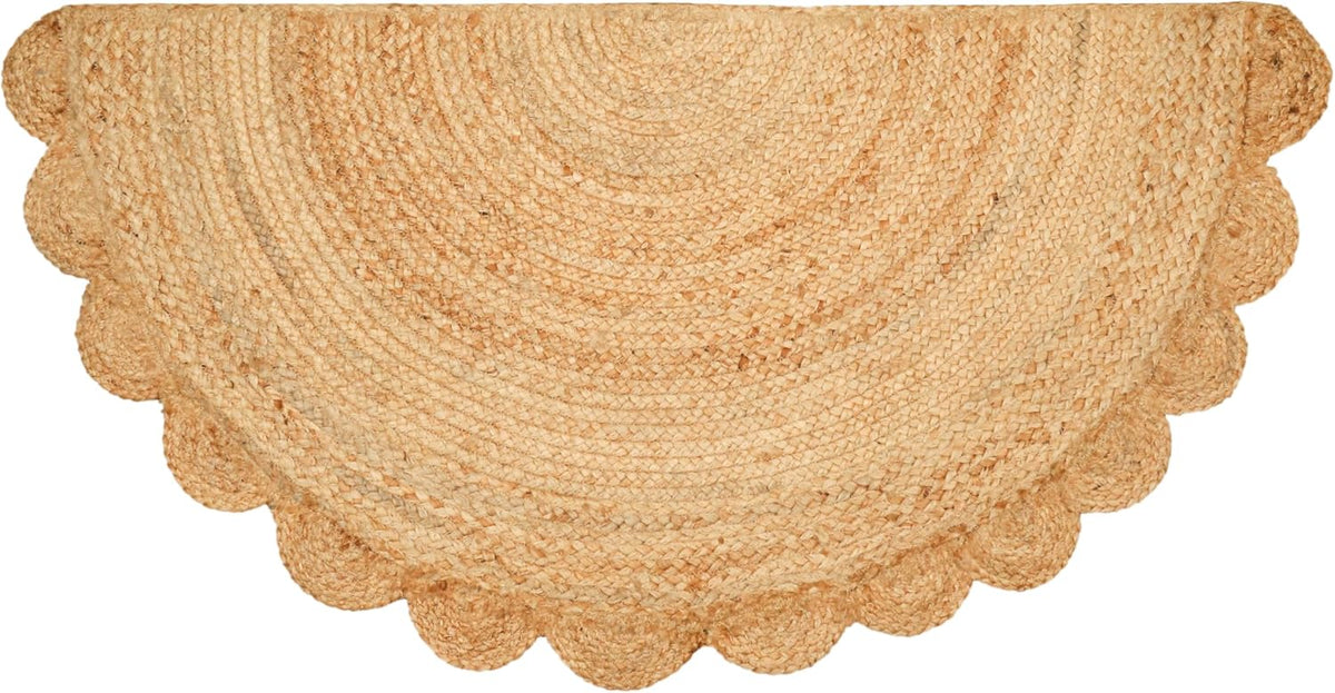 White Beige Jute Braided Half Moon Doormatfor Living Room – Artisan Style 8 handmade by LoomifyHome