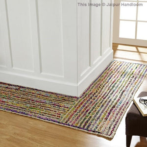 Beige Blue Jute Braided Runner Rugfor Living Room – 2 x 16 handmade by LoomifyHome