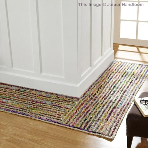 Beige Blue Jute Braided Runner Rugfor Living Room – 2 x 16 handmade by LoomifyHome