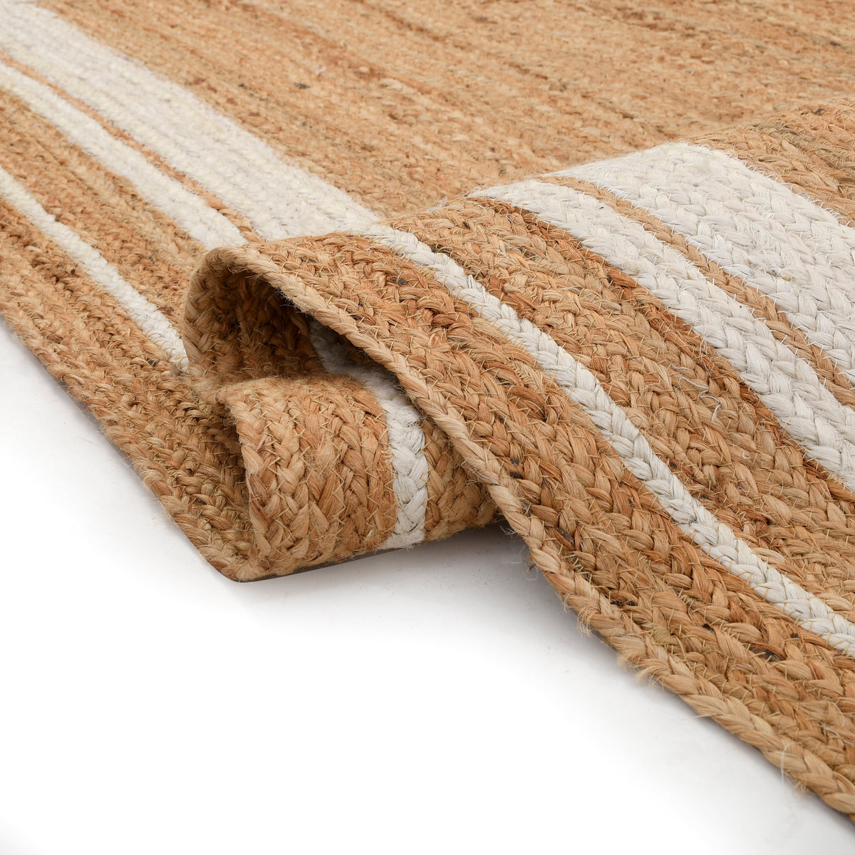 White Beige Jute Braided Runner Rugfor Living Room – 12x15 handmade by LoomifyHome