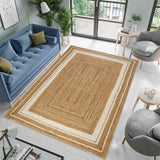 White Beige Jute Braided Runner Rugfor Living Room – 12x15 handmade by LoomifyHome