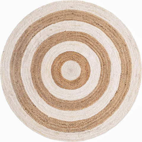 White Beige Jute Braided Round Rugfor Living Room – Solid handmade by LoomifyHome