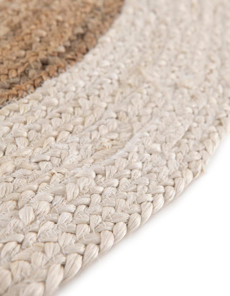 White Beige Jute Braided Round Rugfor Living Room – Solid handmade by LoomifyHome