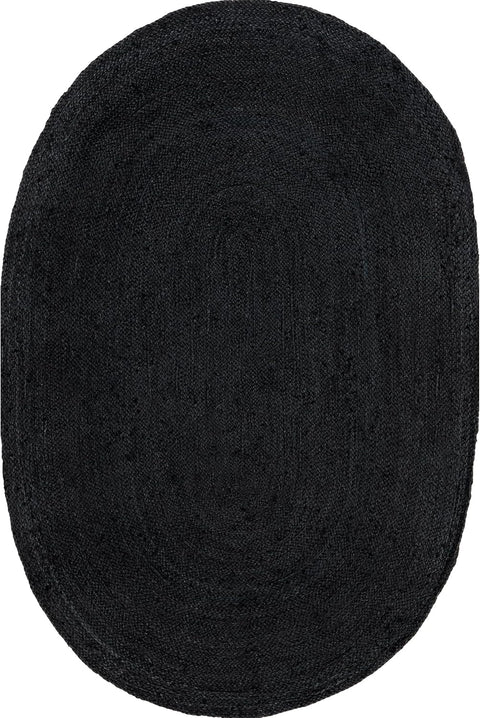 Black Multicolor Jute Braided Oval Rugfor Living Room handmade by LoomifyHome