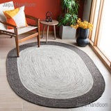 Black White Jute Braided Doormatfor Living Room – Bohemian handmade by LoomifyHome
