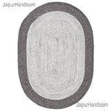 Black White Jute Braided Doormatfor Living Room – Bohemian handmade by LoomifyHome