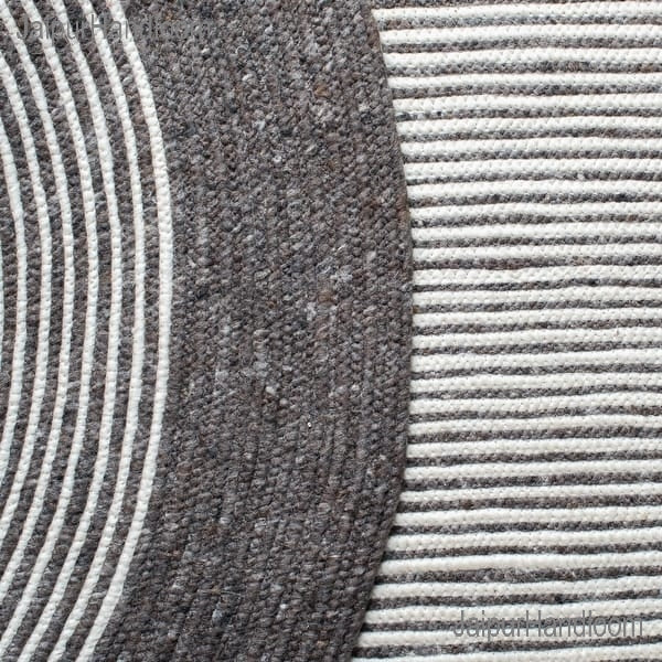 Black White Jute Braided Doormatfor Living Room – Bohemian handmade by LoomifyHome