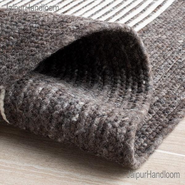 Black White Jute Braided Doormatfor Living Room – Bohemian handmade by LoomifyHome