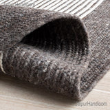 Black White Jute Braided Doormatfor Living Room – Bohemian handmade by LoomifyHome
