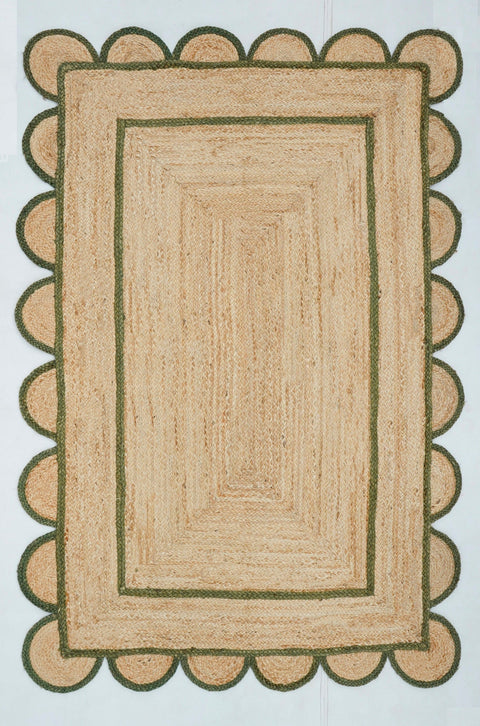 Beige Green Jute Braided Runner Rugfor Living Room – Coastal handmade by LoomifyHome