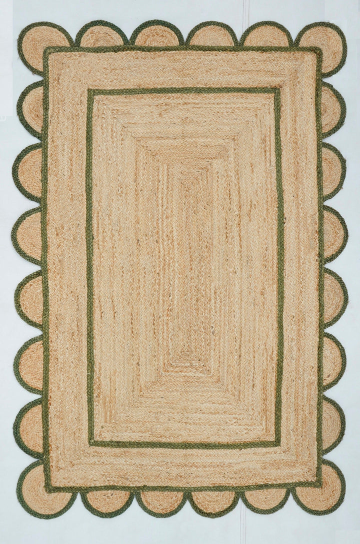Beige Green Jute Braided Runner Rugfor Living Room – Coastal handmade by LoomifyHome