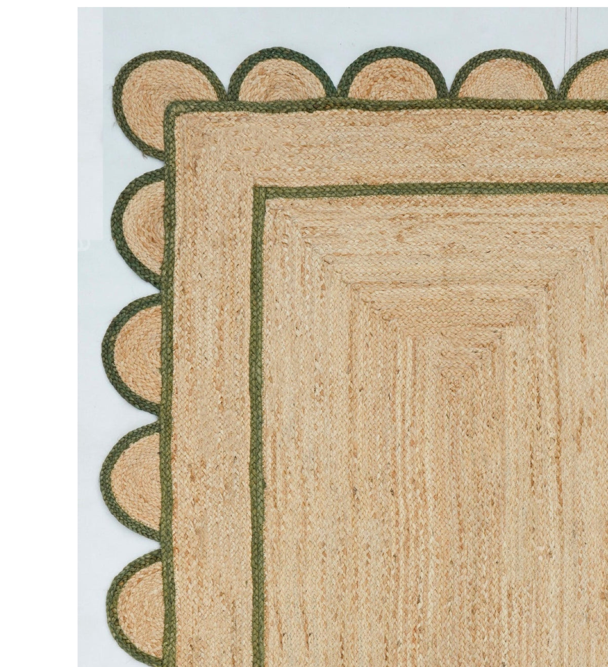 Beige Green Jute Braided Runner Rugfor Living Room – Coastal handmade by LoomifyHome