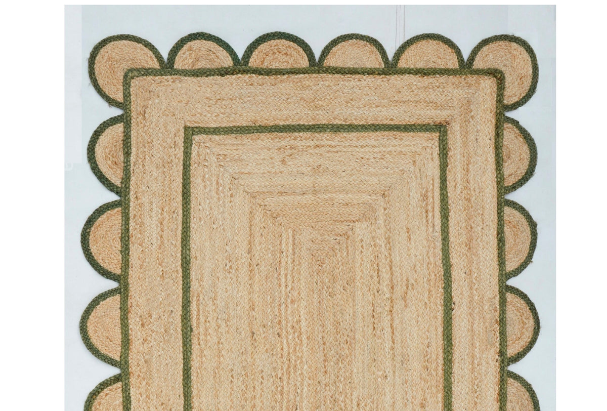 Beige Green Jute Braided Runner Rugfor Living Room – Coastal handmade by LoomifyHome