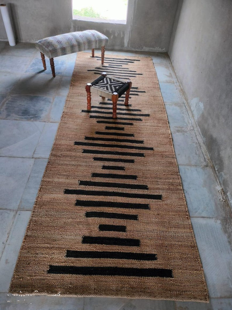 Beige Jute Braided Stair Runnerfor Living Room – 24 x 36 handmade by LoomifyHome