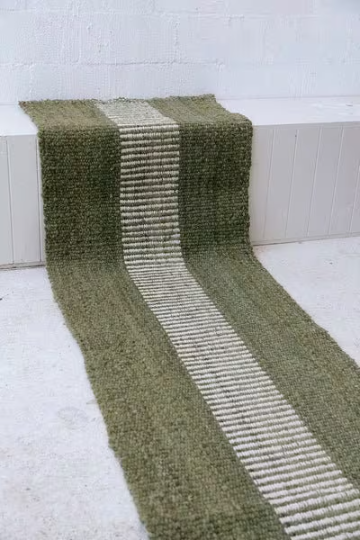 Beige Green Jute Braided Stair Runnerfor Living Room handmade by LoomifyHome