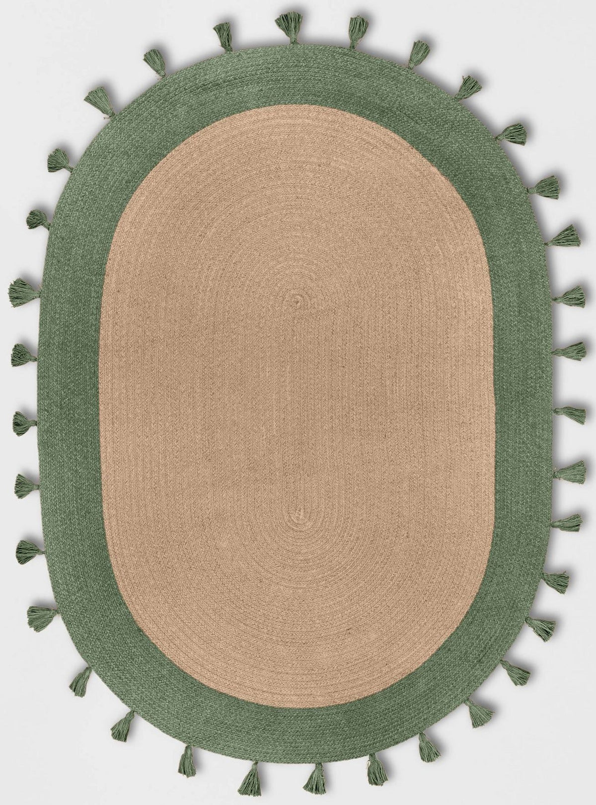 Green Multicolor Jute Braided Oval Rugfor Living Room – Bohemian handmade by LoomifyHome