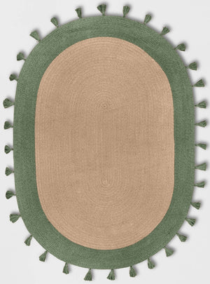 Green Multicolor Jute Braided Oval Rugfor Living Room – Bohemian handmade by LoomifyHome