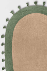 Green Multicolor Jute Braided Oval Rugfor Living Room – Bohemian handmade by LoomifyHome
