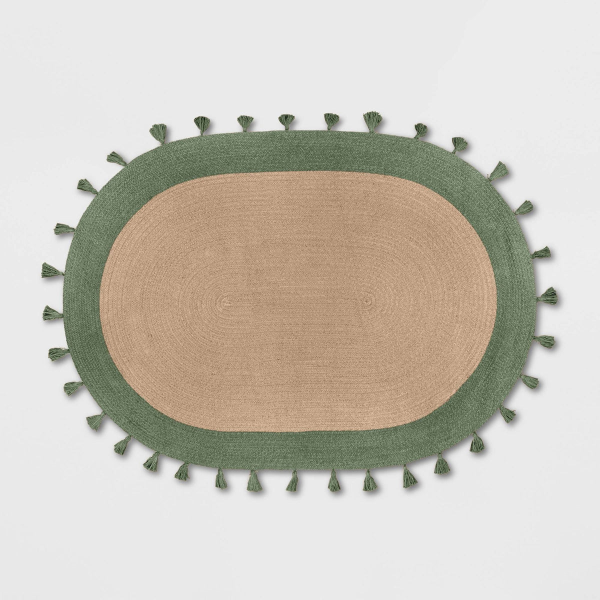 Green Multicolor Jute Braided Oval Rugfor Living Room – Bohemian handmade by LoomifyHome
