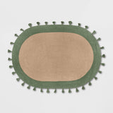 Green Multicolor Jute Braided Oval Rugfor Living Room – Bohemian handmade by LoomifyHome