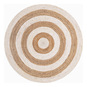 White Beige Jute Braided Round Rugfor Living Room – Round handmade by LoomifyHome
