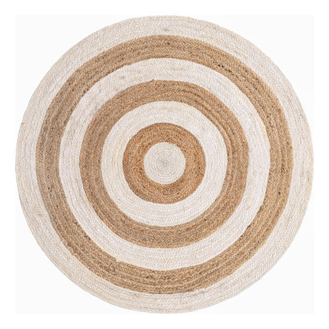 White Beige Jute Braided Round Rugfor Living Room – Round handmade by LoomifyHome