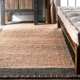 Beige Blue Jute Braided Area Rugfor Living Room – 24 x 36 handmade by LoomifyHome