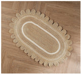 Multicolor Jute Braided Doormatfor Living Room – Scalloped handmade by LoomifyHome