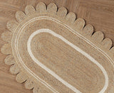 Multicolor Jute Braided Doormatfor Living Room – Scalloped handmade by LoomifyHome