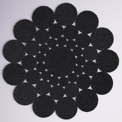 Black White Jute Braided Round Rugfor Living Room handmade by LoomifyHome
