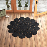 Black White Jute Braided Round Rugfor Living Room handmade by LoomifyHome